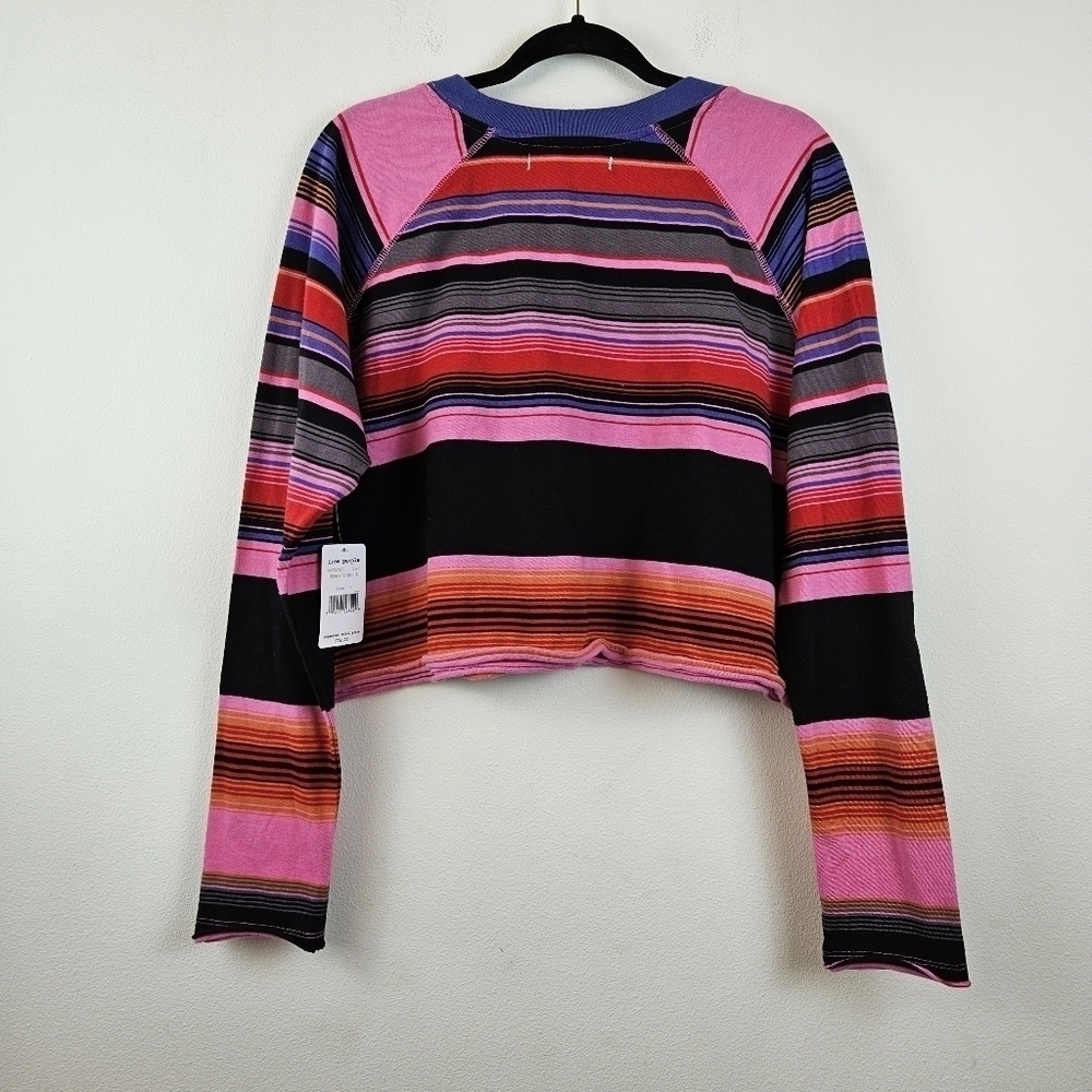 Free People Baja Striped Crop boxy Tee T-Shirt Top S relaxed Oversized - Picture 6 of 10
